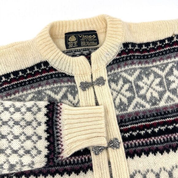 Viking Sportswear Made in Scotland Pure Wool Sweater Cardigan Metal Clasps *FLAW - Picture 1 of 6